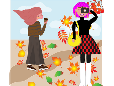 Autumn aesthetics 2d autumn design flat girl graphic design illustration vector