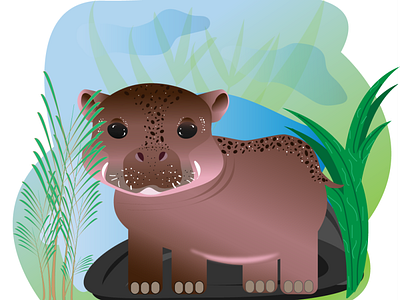 Hippo 2d baby cartoon cute design flat graphic design hippo illustration vector