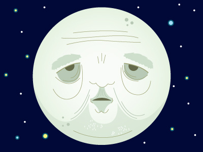 The Man in the Moon elderly moon old space stars vector