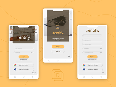 Rentify Mobile App | Onboarding UI Design | Part 1 app branding creative design dribbble figma graphic design icon illustration login logo mobile app photoshop signup ui ui design uiux