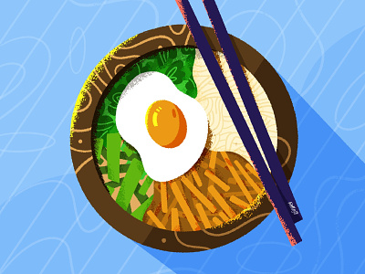 Bibimbap colourful design digital illustration editorial illustration food illustration illustrator procreate