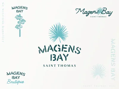 Branding for St. Thomas' World Famous Magens Bay Beach Pt. 1 bar branding bar logo beach branding caribbean cocktails design frozen drinks illustration island logo logo magens bay magens bay beach national park palm leaf logo palm tree logo signage st. thomas typography virgin islands