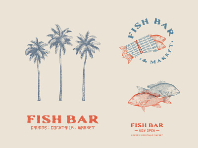 Fish Bar pt. III bar branding bar logo branding crudos design fish bar fish logo food foodie illustration island logo restaurant seafood snapper fish stamp effect surf typography vector virgin islands