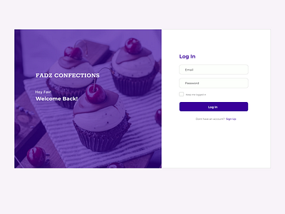 Fadz Confections Login design ui