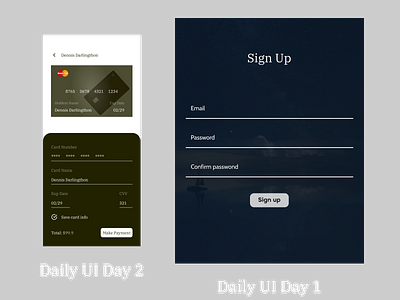 Daily Ui #DailyUi Day 1 &2 ui