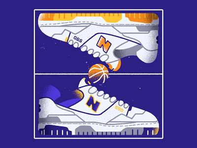 New Balance Lakers Pack drawing editorial illustration newbalance sneaker wacom