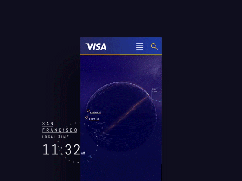Visa Globe Mobile futuristic globe ui visa webgl