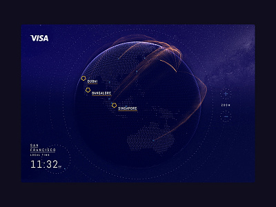 Visa Globe Desktop futuristic ui visa webgl