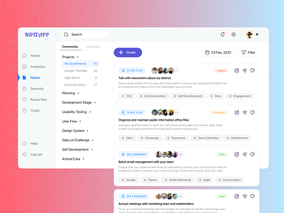 Noting App & Task Management best color concept dashboard design dribble figma inspiration interface ios note task trend ui uidesign uitrend ux uxdesign uxui white