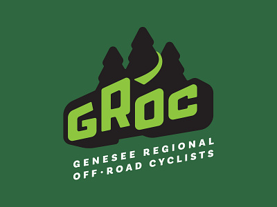 GROC Logo 3d lettering branding identity logo mountain bike trail trees vector