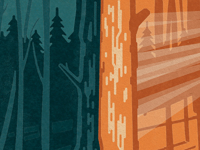Hardcore 24 Poster Detail day and night dusk to dawn forest illustration sunlight sunrays tree trees woods