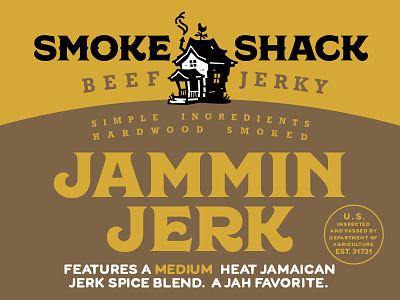 SmokeShack JamminJerk beef branding house jerky logo package design packaging shack smoke smoked