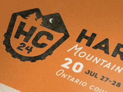 Hardcore 24 Race Poster badge branding identity illustration logo moon mountain bike mountains poster shield typography