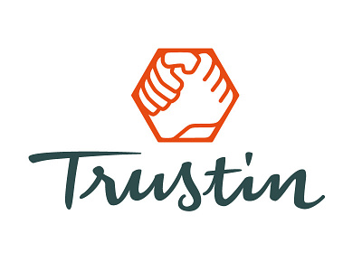 Trustin Identity hands identity lettering logo