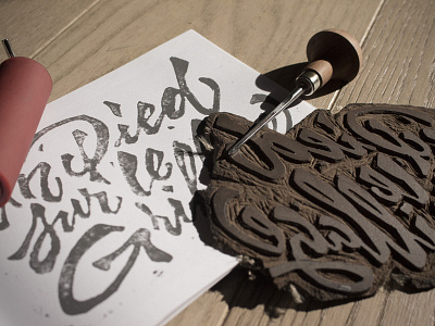 linocut lettering