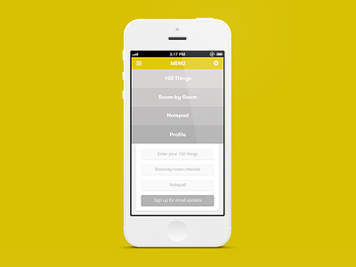 The Home Reserve app application home house iphone list menu mobile organization panel ui ux