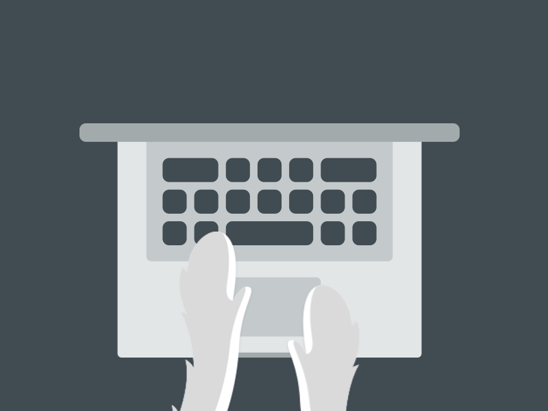 Typing Yeti/Husky computer fur gif hands illustration