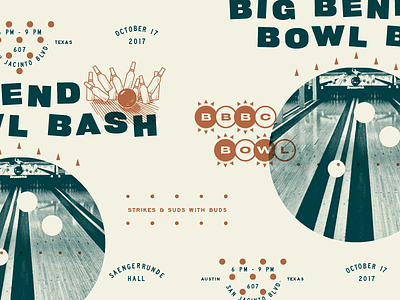 Big Bend Bowl Bash Invite bowling branding illustration lockup retro typography vintage