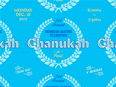 Pearl Chanukah blue event lockup pattern texas typography
