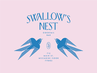 Swallow's Nest art deco bar bird branding houston mark monogram swallow texas