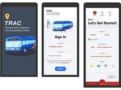 TRAC Bus Layouts branding bus illustration layout poster rack cards ui web website website design