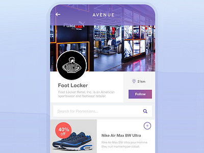 Avenue App app feed promo retail store ui ux