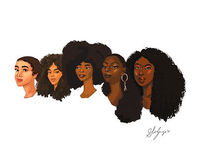 Black Girl Hair Series #4 - spectrum africanamerican beauty blackgirl content curlyhair hair illustration painting