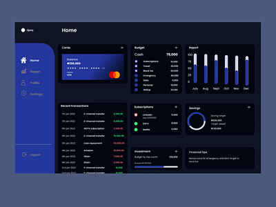 Dashboard dark mode UI design