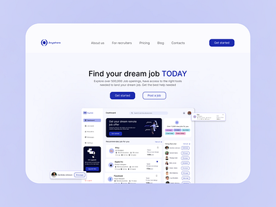 Job board landing page ui design design job board landing page typography ui ui design uiux ux design web design