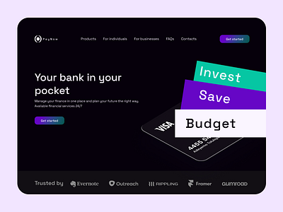 Fintech landing page UI design