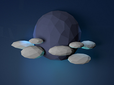 Low-Poly Moon c4d cinema 4d clouds lighting low poly modeling moon photoshop rendering