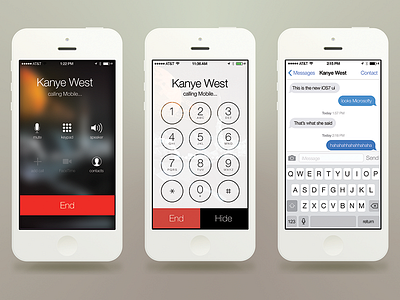 iOS7 UI Kit apple buttons dial pad dialer iphone kanye key board keyboard keypad messages phone text message ui kit white