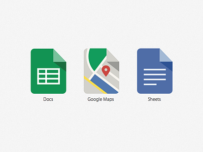 Google iOS icons - Docs, Maps & Sheets docs flat flat design google icons illustration maps sheets
