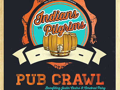 Indian vs Pilgrim Pub Crawl Poster chartiy event poster