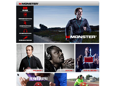 Brand Showcase Monster Landing Page ecomm headphones landing page retail website