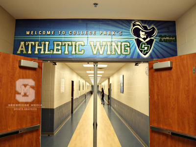College Park Athletic Hallway direct graphics sports to wall