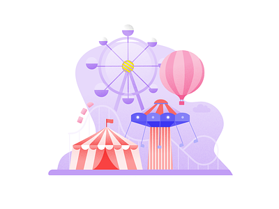 Off the rails bigtop branding carnival carousel circus concept ferriswheel fun funfair graphic design illustration life light ride rollercoaster shapes texture vector