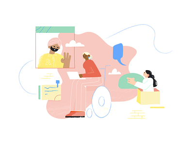 WFH but together ✨ branding characters collaboration design disability diversity education graphic design illustration inclusion learning onboarding people remote work team team spirit texture vector wellbeing wfh