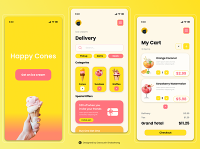 Ice Cream Mobile App app delivery design food ice cream mobile ui