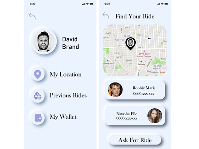 Carpool UI app design ui