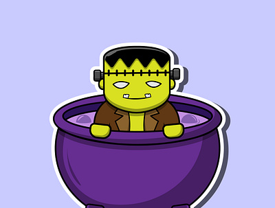 Frankenstein bathing on slime app branding design icon illustration logo typography ui ux vector