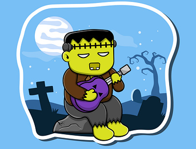 Frankenstein Playing Guitar 3d animation app branding design graphic design illustration logo vector