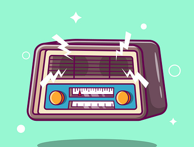 Cute Retro Classic Radio Cartoon 3d animation app branding design graphic design illustration logo ui vector