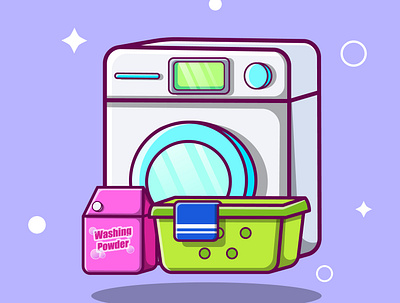 Cute Wash Machine Cartoon 3d animation app branding design graphic design illustration logo ui vector