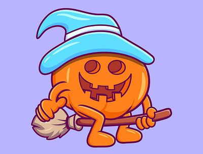 Witch Pumpkin animation branding cartoon character design graphic design halloween illustration logo pumpkin vector