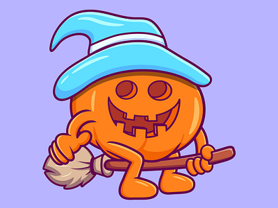 Witch Pumpkin animation branding cartoon character design graphic design halloween illustration logo pumpkin vector
