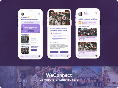 WeConnect - contribute for what you care branding design ui ux