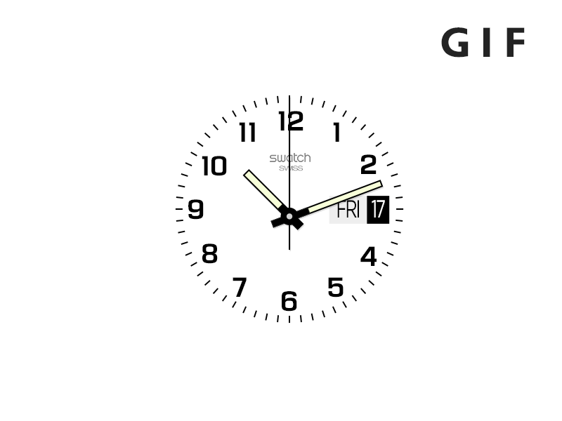 10sec animation clock date design flatdesign gif hands illustration ios7 seconds swatch watch