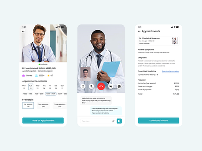 Medicare - Online Doctor App app appointment blue call design doctor medical medicine mobile online online doctor prescription ui video videocall