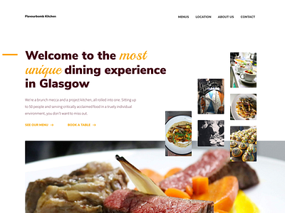 Finally something on Dribbble! food food and drink large image masonry nunito sans orange restaurant source sans pro website